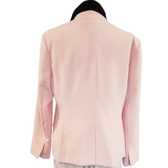 Light Pink Blazer Suit Jacket Black Under Collar Flap & Zip pockets 16 NY & Co - Picture 4 of 12